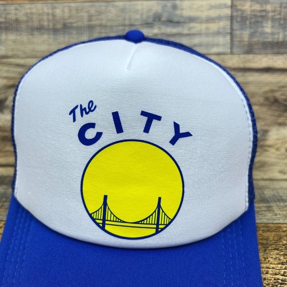 Golden State Warriors The City Mens Trucker Hat Blue Snapback 1969 Vintage Logo - Picture 3 of 8